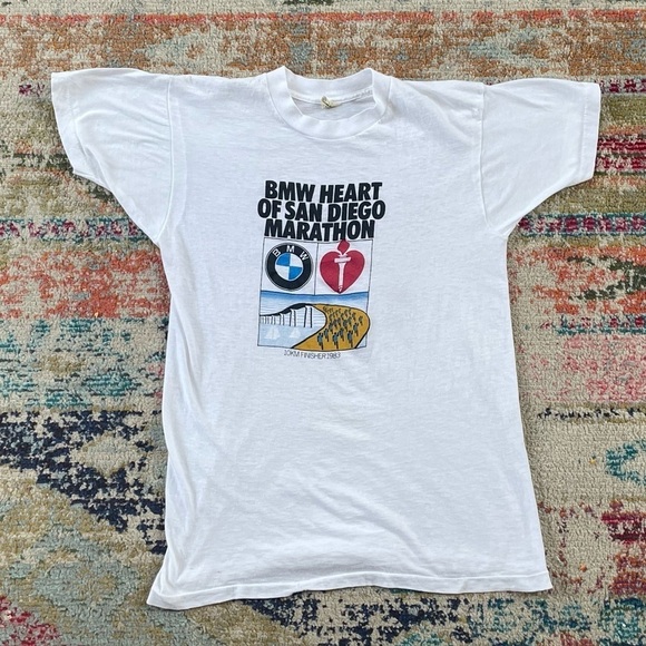 Vintage BMW San Diego Marathon 1983 Screen Stars Graphic Tee Tshirt - Picture 2 of 5